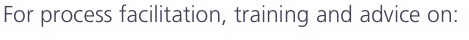 For process facilitation, training and advice on: